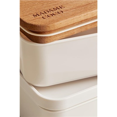 Margot Ahşap Kapaklı 2'li Lunch Box - 2x500 ml