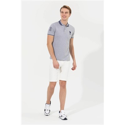 Erkek Gri Melanj Basic Polo Yaka Tişört