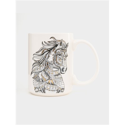 Кружка, 500 мл, фарфор N, белая, Лошадь, Wild