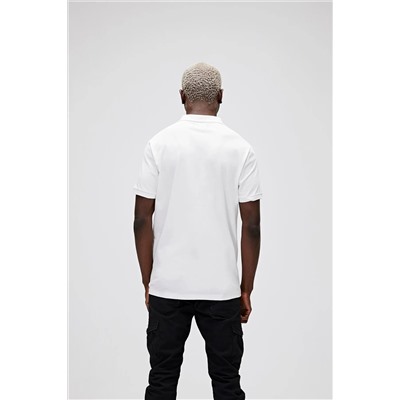 Bad Bear, Cord Off-white Beyaz Polo Yaka Fermuarlı Erkek T-shirt