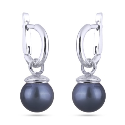 Серьги (Майорка 12мм черничная; покрытие родий), Есть комплект