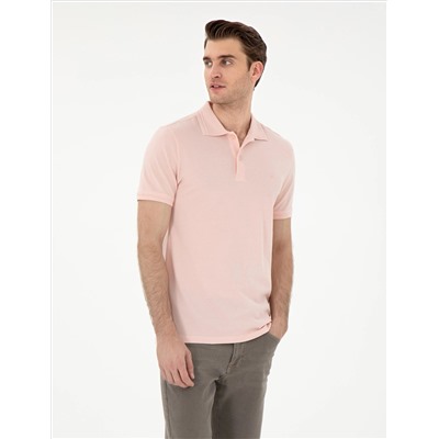Pudra Slim Fit %100 Pamuk Polo Yaka Basic Tişört