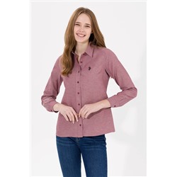 Kadın Bordo Uzun Kollu Basic Gömlek
