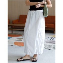 Юбка карго с кулисой внизу и резинкой на поясе из плотного поплина