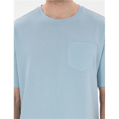 Açık Mavi Comfort Fit Basic Tişört