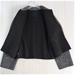 Модный короткий твидовый пиджак с леопардовым принтом МАССИМО Д