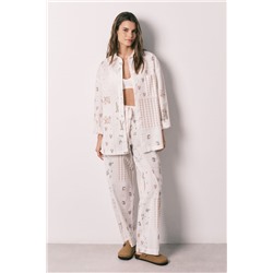 Pantalón largo 100% algodón estampado floral
