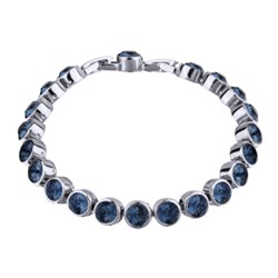 Браслет Теннис (кристаллы SW темно-синие 6мм; покрытие родий) 18-20см, Есть комплект