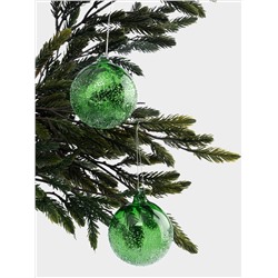 Игрушка елочная, 2 шт, 8 см, стекло, зеленая, Шар с изморозью, New year