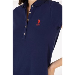 Kadın Lacivert Polo Yaka Örme Elbise