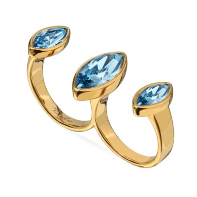 Кольцо Эйва (кристаллы SW аквамарин; покрытие золото), Есть комплект