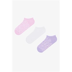 Penti Animal Pattern Pembe Beyaz 3lü Sneaker Çorap