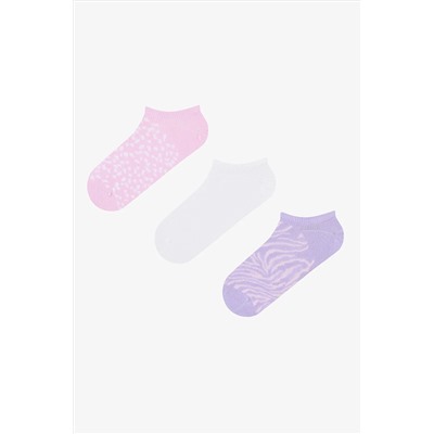 Penti Animal Pattern Pembe Beyaz 3lü Sneaker Çorap
