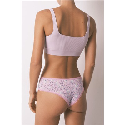 Braga brasileña ancha azul estampado flores