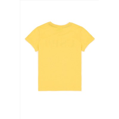 Çocuk Açık Sarı Bisiklet Yaka Tişört