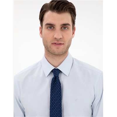 Açık Mavi Slim Fit Uzun Kollu Basic Gömlek