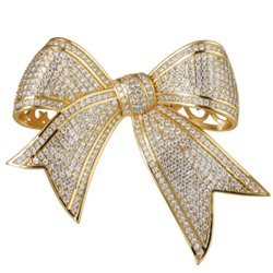 Брошь Бант (белый фианит; покрытие золото), Есть комплект