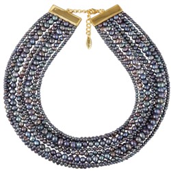 Колье Виктория (жемчуг бензиновый 3-6мм; покрытие золото) 36-40см, Есть комплект