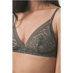 Sujetador trinagular NATURAL encaje kaki