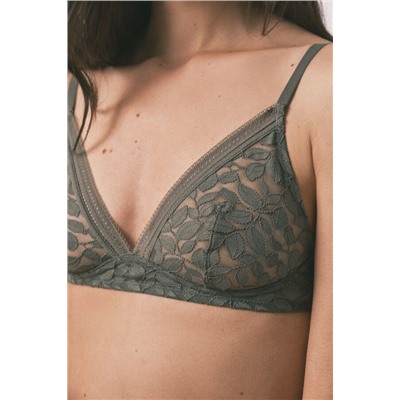 Sujetador trinagular NATURAL encaje kaki