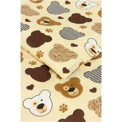 КПБ с простыней на резинке поплин арт. КПБП-ПР/мишка-топтышка