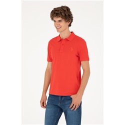 Erkek Slim Fit Polo Yaka Kırmızı Basic Tişört