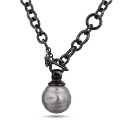 Кулон (Майорка 30мм шампань; покрытие черный родий 80см)