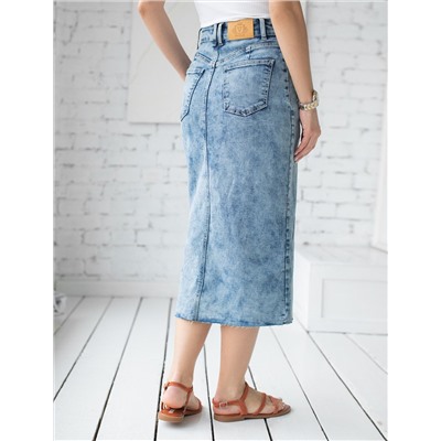 Юбка на запАх из эластичного денима