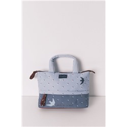 Neceser grande azul estampado pájaros