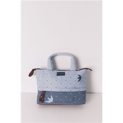 Neceser grande azul estampado pájaros