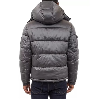 Michael Kors Men's Heavyweight Metallic Finish Hooded Puffer Jacket