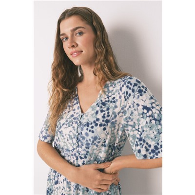 Camisón midi jacquard floral verde