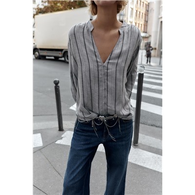 WOVEN STRIPED BLOUSE