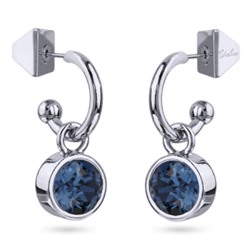 Серьги Теннис (кристаллы SW темно-синие 8мм; покрытие родий), Есть комплект