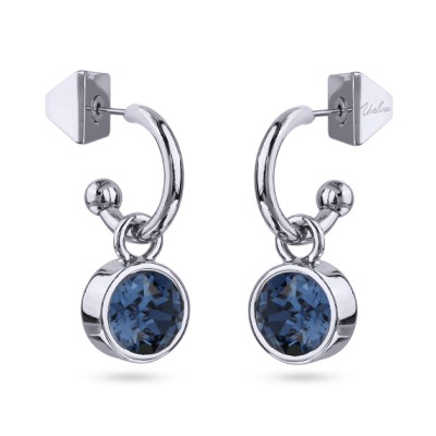 Серьги Теннис (кристаллы SW темно-синие 8мм; покрытие родий), Есть комплект