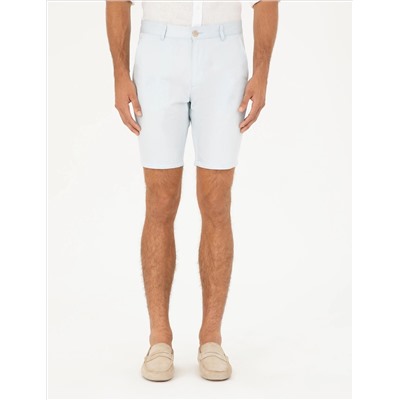 Mavi Slim Fit Dokuma Şort