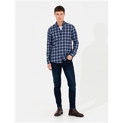 Lacivert Slim Fit Uzun Kollu Gömlek