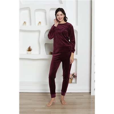 Akasya Kadın Uzun Kollu Manşetli Çeyizlik Kadife Pijama Takımı 2250 T02250K
