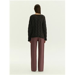 Джемпер с узорной вязкой из смесового хлопка, B3023/fondant