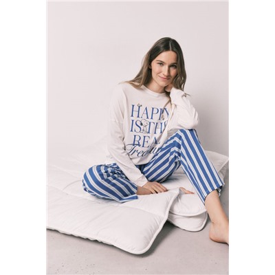 Pijama largo algodón Snoopy Happy