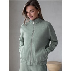 Бомбер среднего объема на молнии из петельчатого футера двухнитки с эластаном