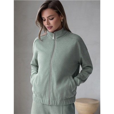 Бомбер среднего объема на молнии из петельчатого футера двухнитки с эластаном