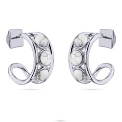 Серьги Самоцветы (бирюза белая; покрытие родий), Есть комплект