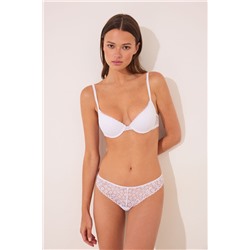 Tanga encaje floral blanco