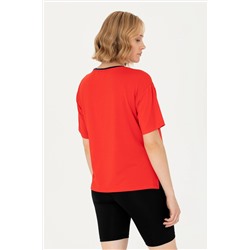 Kadın Kırmızı Bisiklet Yaka Tişört