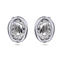 Пусеты Грация (кристаллы SW 14х10 белые; покрытие родий), Есть комплект