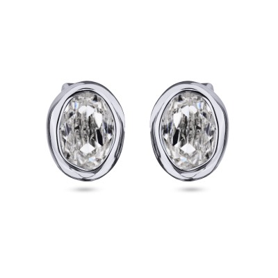 Пусеты Грация (кристаллы SW 14х10 белые; покрытие родий), Есть комплект