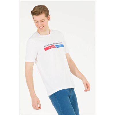 Erkek Beyaz Bisiklet Yaka Tişört