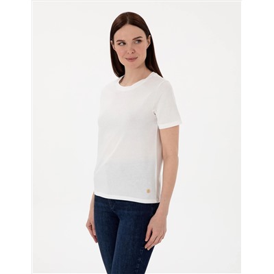 Beyaz Regular Fit Bisiklet Yaka Basic Tişört