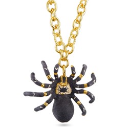 Кулон Паук (эмаль матовая черная; покрытие золото) 80-84см, Есть комплект